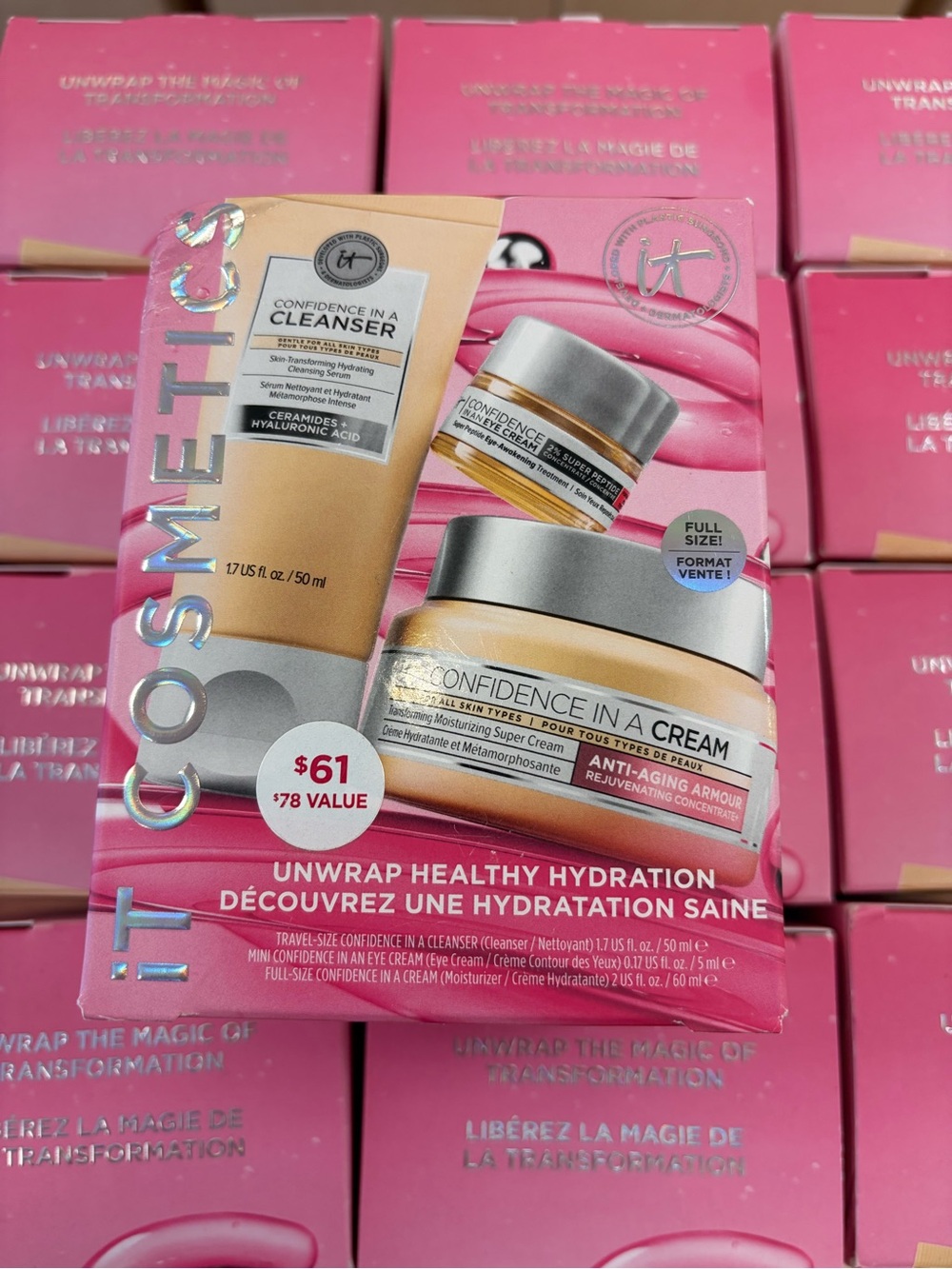 IT Cosmetics Confidence best sellers Set Nib-cleanser/face/ eye cream(full size